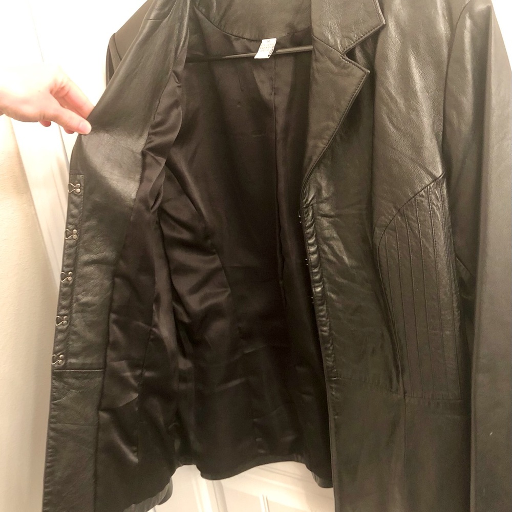 Black Leather Blazer 100% Genuine Leather Size M - Picture 7 of 11